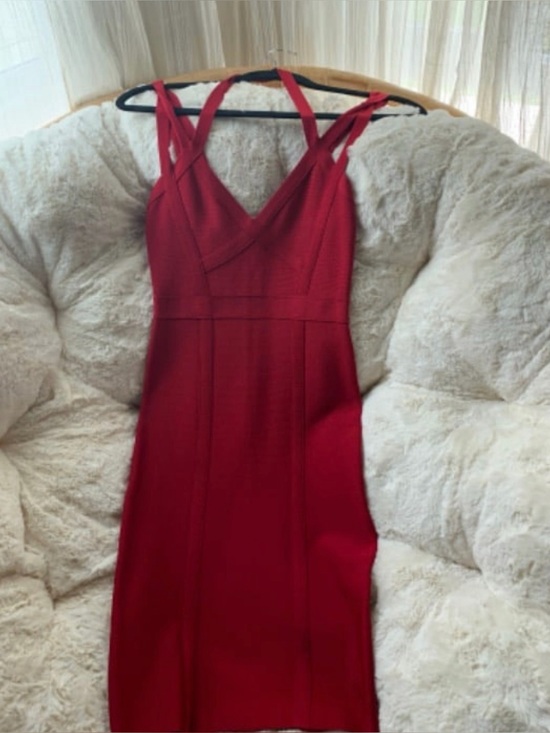 Dresses & Skirts - Red BEBE Bandage Midi Dress